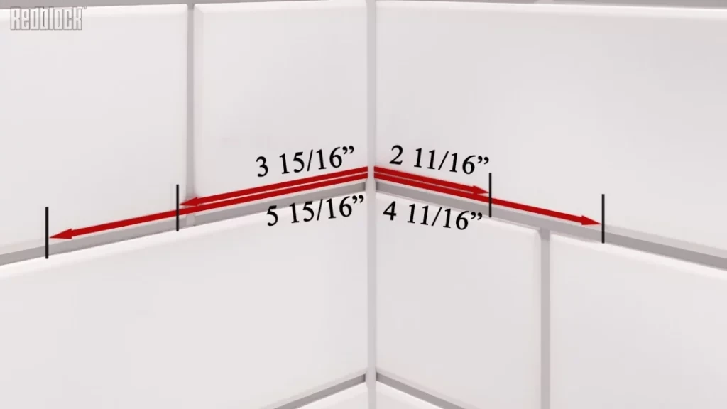 Corner shelf-mark install location - installing shower shelf on already tiled wall post