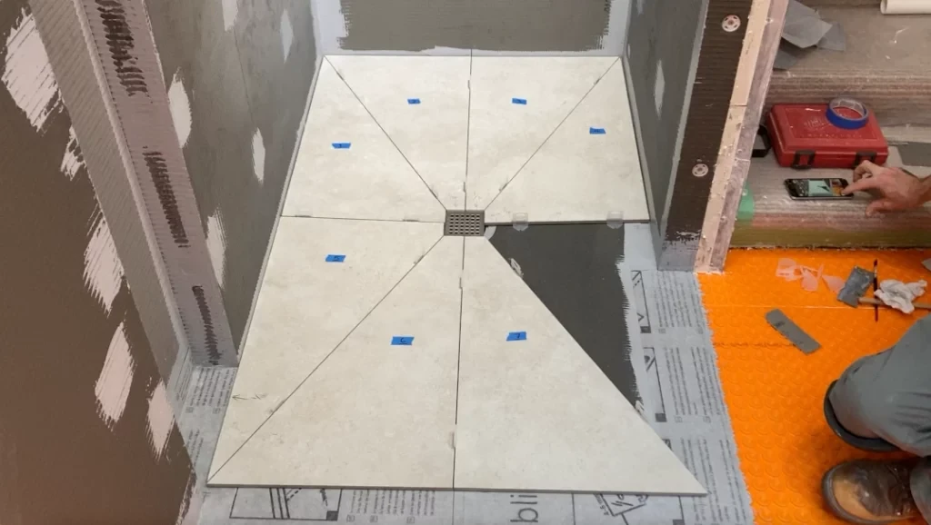 Large floor tile layout Lay Shower Tile