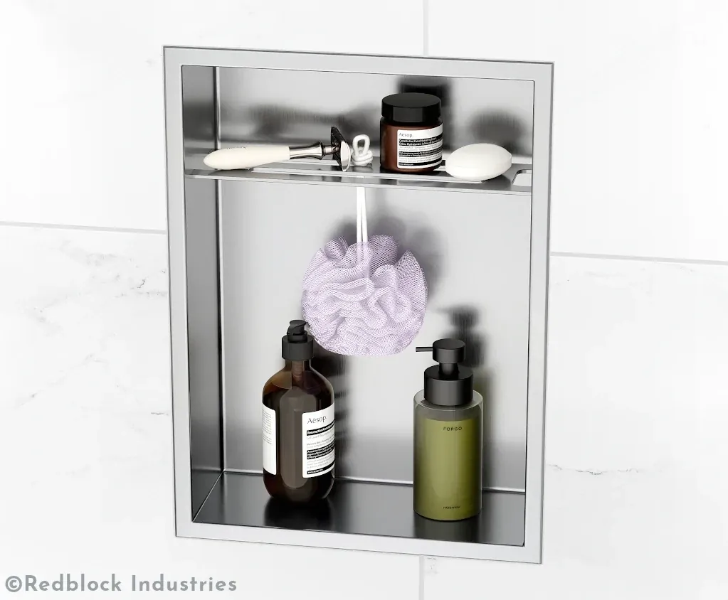 CGI image, N1014 installed with puff, shaver, bottles - what is a shower recess post