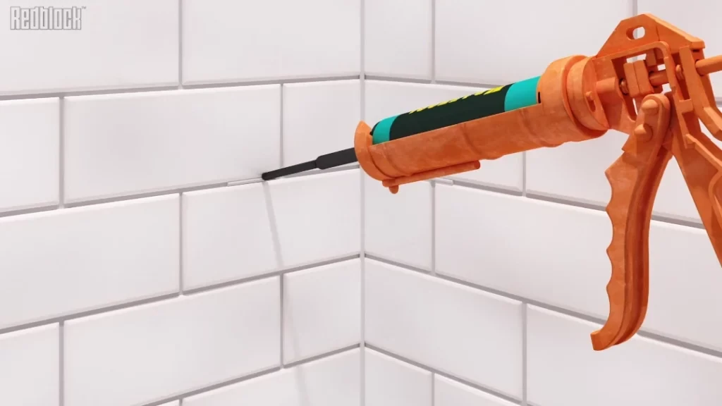 Corner shelf-caulking the notches - installing shower shelf on already tiled wall post