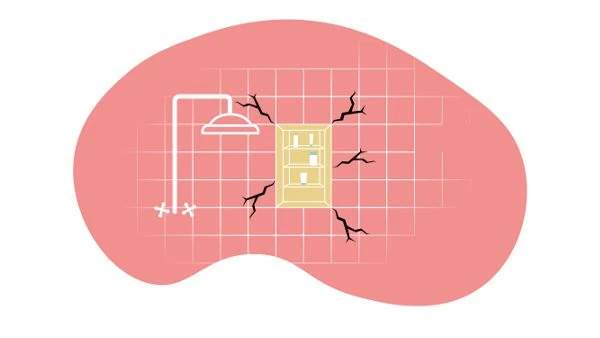 Shower Remodel - Shower Niche with cracks around it - shower remodel post