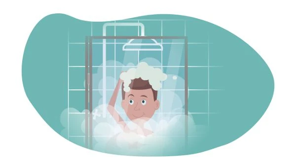 Shower Remodel - Cartoon man in shower - shower remodel post