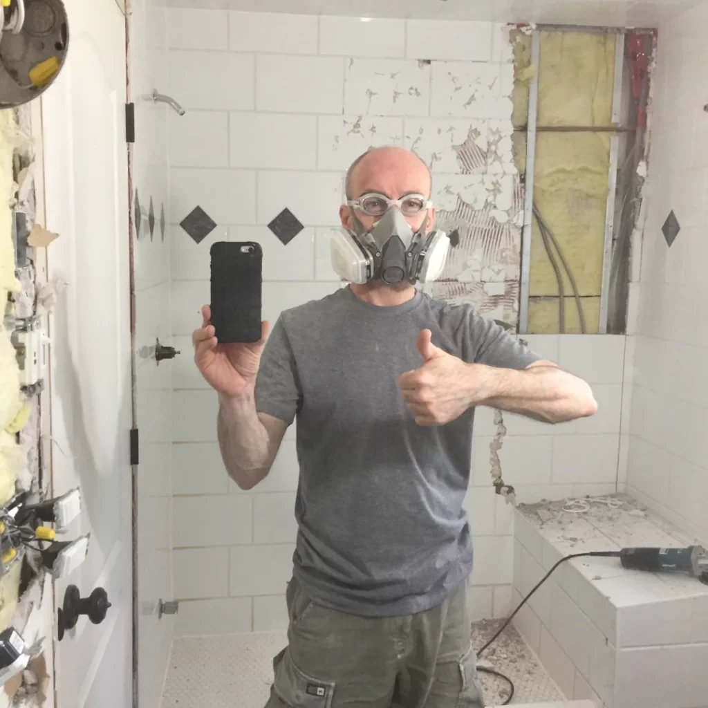 Removing tile from shower wall - Beta's on Balsam - removing tile from a bathroom wall post