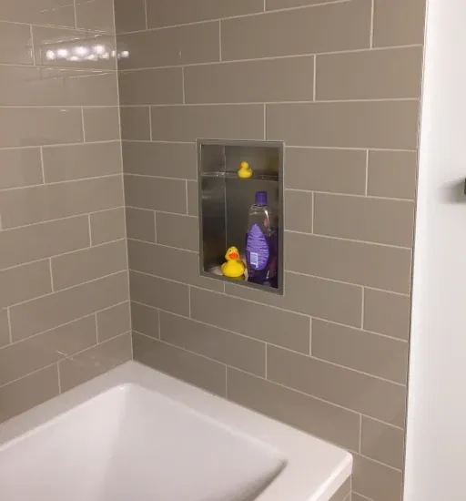 Verschoor finished tub-shower-niche center of image - shower niche height post