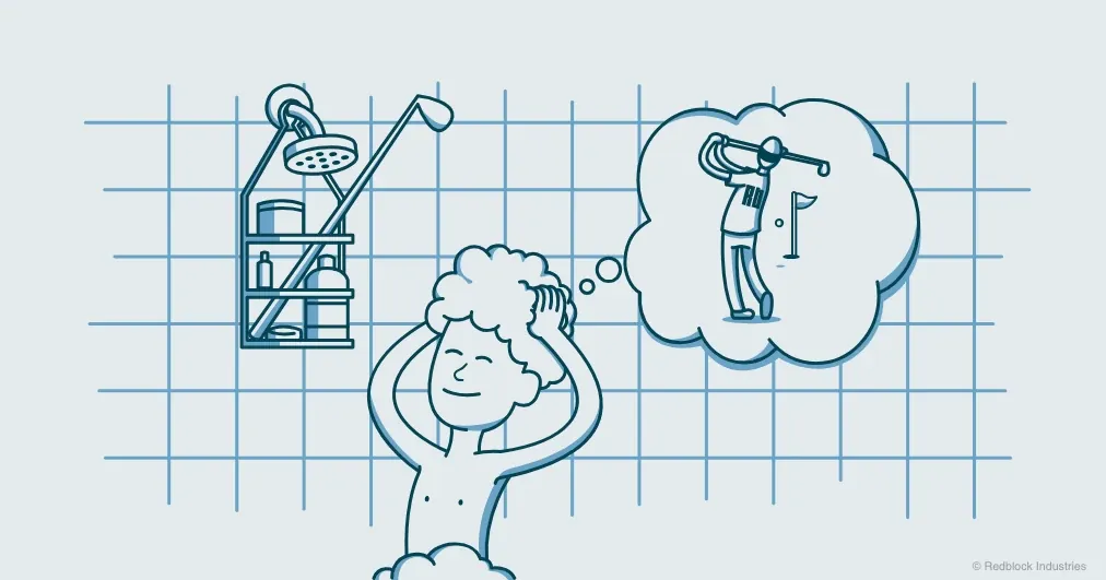 Man dreaming of golfing in shower - What is a shower recess post