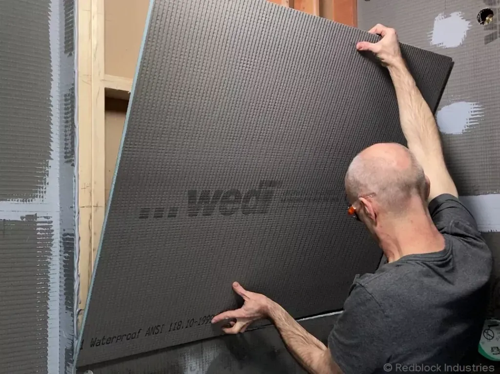 BSN-post-6-install-wedi-shower-wall - how to build a shower niche post