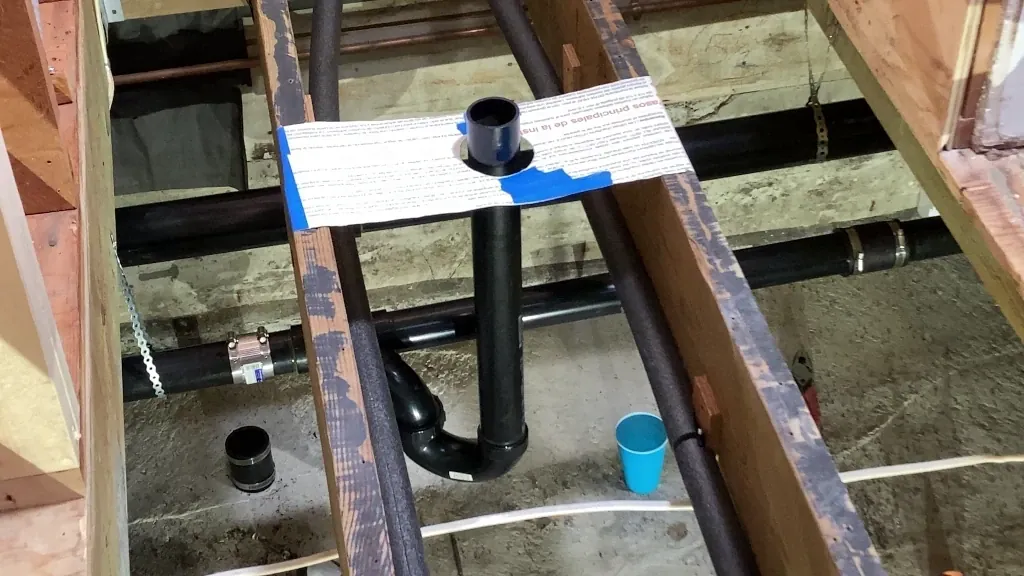 New two inch shower drain branch line