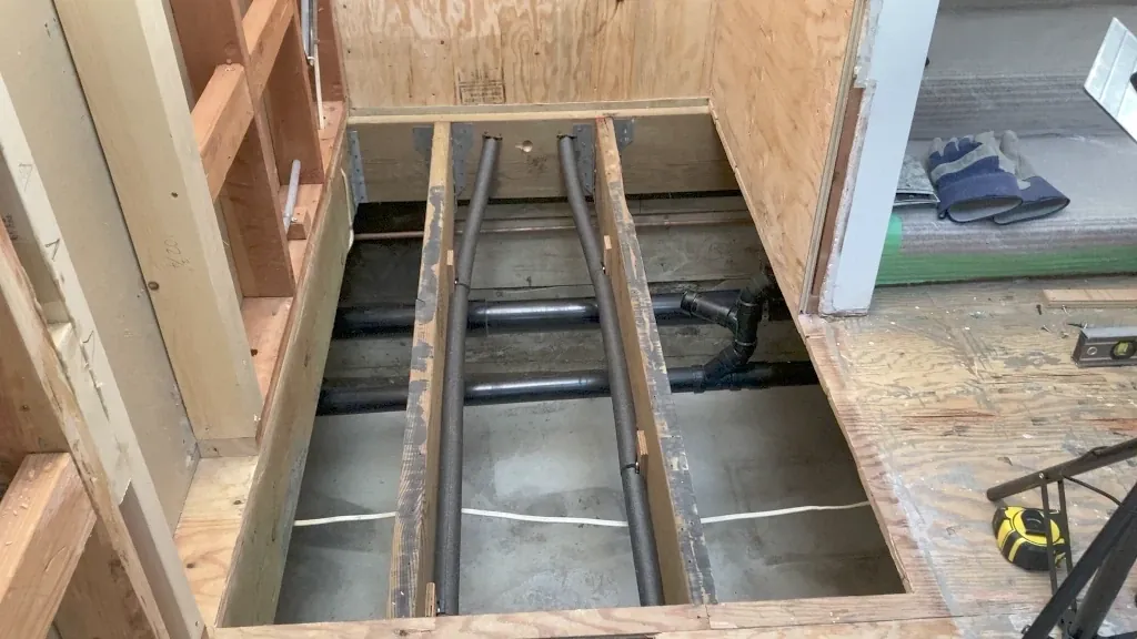 Existing shower drain branch line