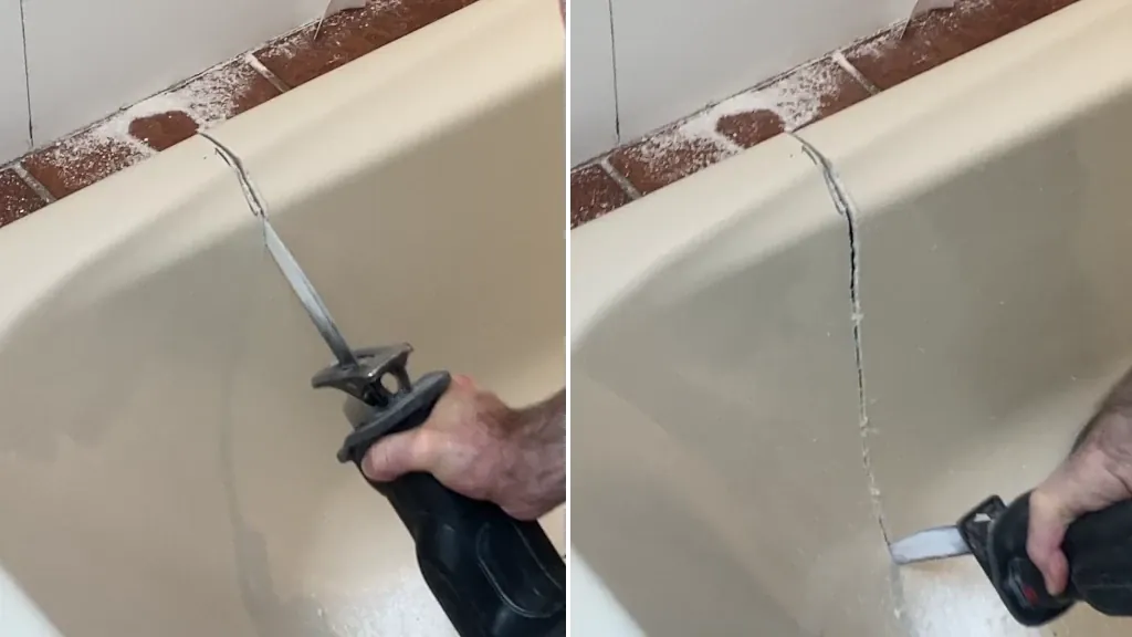 Cutting out old acrylic tub - bathtub conversion to shower post