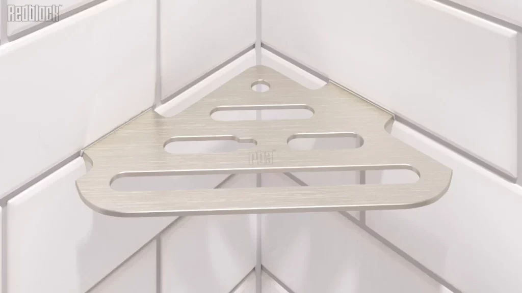 Corner shelf-both legs installed - installing shower shelf on already tiled wall post