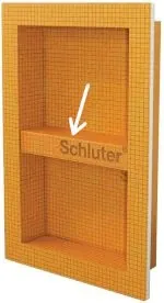 Schluter Kerdi Niche 12x20 with arrow pointing to shelf - shower niche problems post