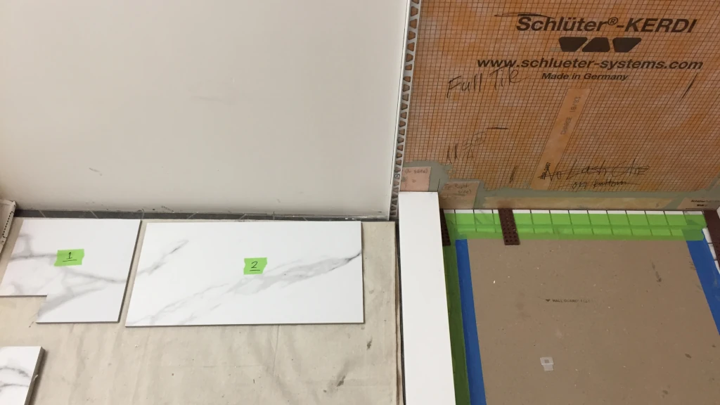 numbering shower wall tile before installation