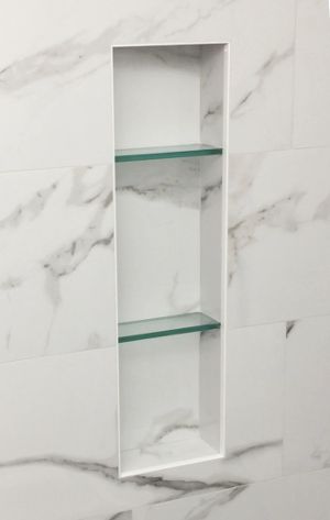 shower shampoo caddies  Shower shelves, Recessed shower shelf, Tile shower  shelf