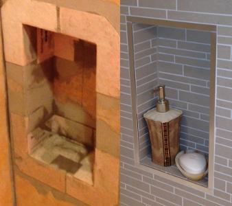 DIY Bathroom Shampoo Soap Shelf Dish Shower Niche Recessed Tile Ceramic  Porcelain Corner Caddy Remodeling Canada