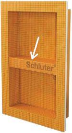 Schluter Kerdi Niche 12x20 with arrow pointing to shelf 150W