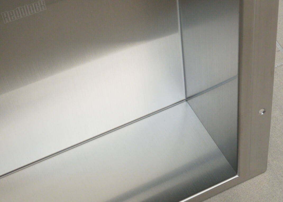 Redblock N1028-M Shower Niche Closeup of welded corner