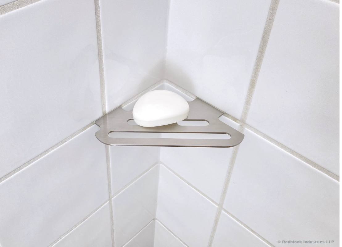 Corner shelf, soap, high angle 800H product page